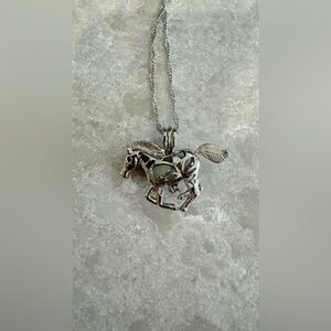 Silver Plated Glow in the Dark Horse Necklace